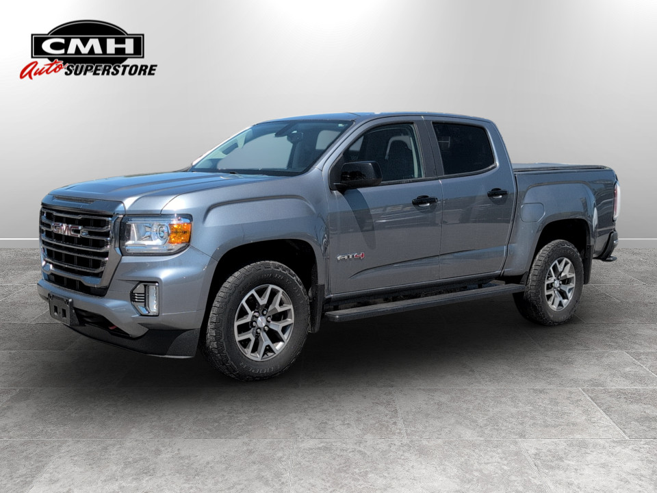 Gray (Satin Steel Metallic) 2021 GMC Canyon AT4 Crew Cab 4WD with Cloth Pickup Truck Four-Wheel Drive Automatic
