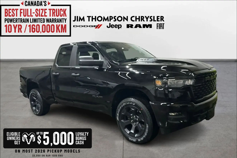 Diamond Black Crystal Pearlcoat 2026 RAM 1500 Pickup Truck Four-Wheel Drive Automatic