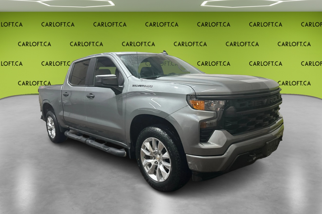 Gray 2024 Chevrolet Silverado 1500 Custom Crew Cab 4WD Pickup Truck Four-Wheel Drive Automatic