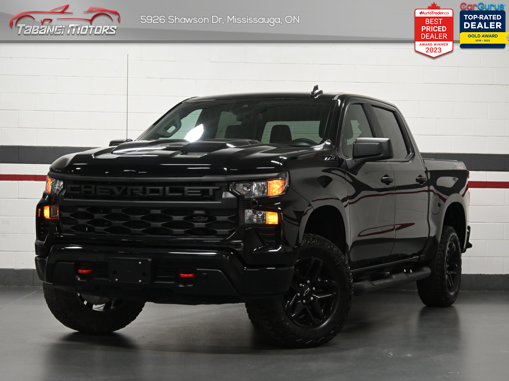 Black 2024 Chevrolet Silverado 1500 Custom Trail Boss Crew Cab 4WD Pickup Truck Four-Wheel Drive Automatic
