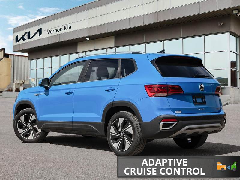 2024 Volkswagen Taos Comfortline 4MOTION Crisp LED Headlights, Sharp Body Lines, Total Head-Turner - Blue exterior view 4