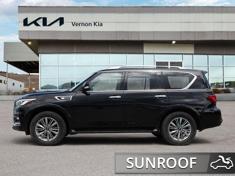 2021 INFINITI QX80 LUXE First-Class Cabin! Heated Leather Seats & Power Moonroof, Heavy Duty Towing! - Black exterior view 3