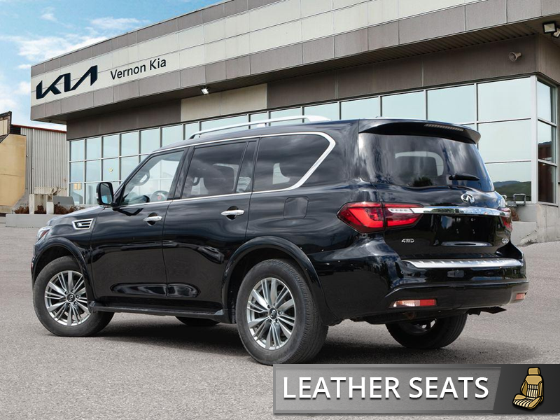2021 INFINITI QX80 LUXE First-Class Cabin! Heated Leather Seats & Power Moonroof, Heavy Duty Towing! - Black exterior view 4