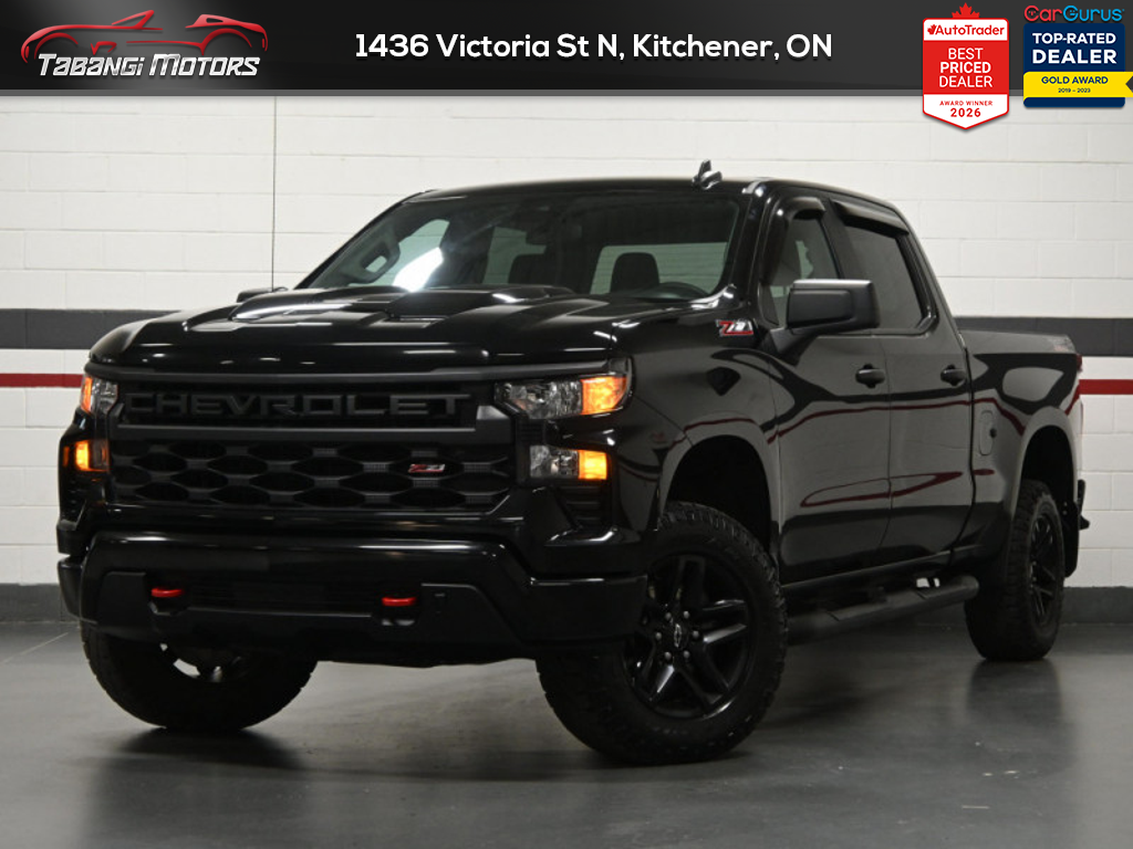 Black 2024 Chevrolet Silverado 1500 Custom Trail Boss Crew Cab 4WD Pickup Truck Four-Wheel Drive Automatic