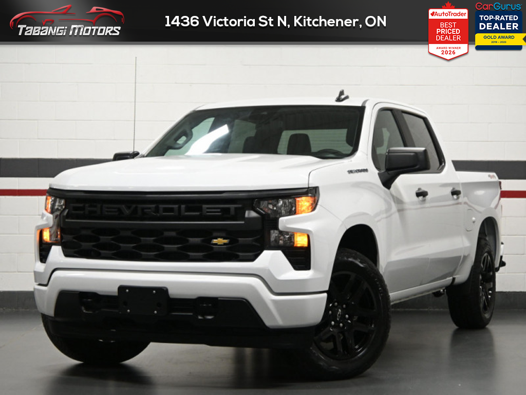 White 2024 Chevrolet Silverado 1500 Custom Crew Cab 4WD Pickup Truck Four-Wheel Drive Automatic