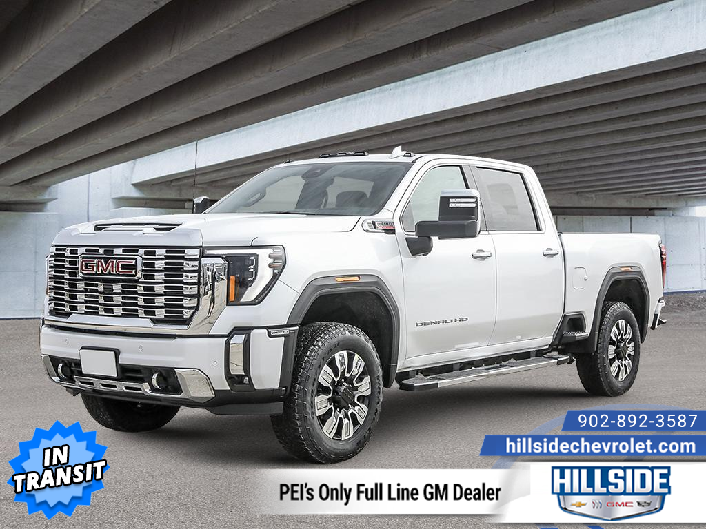 Glacier White Tricoat 2026 GMC Sierra 2500HD Denali Crew Cab 4WD Pickup Truck Four-Wheel Drive Automatic