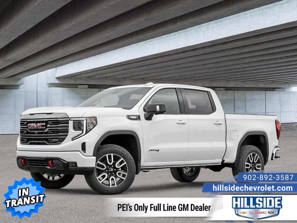 Summit White 2026 GMC Sierra 1500 AT4 Crew Cab 4WD Pickup Truck Four-Wheel Drive Automatic