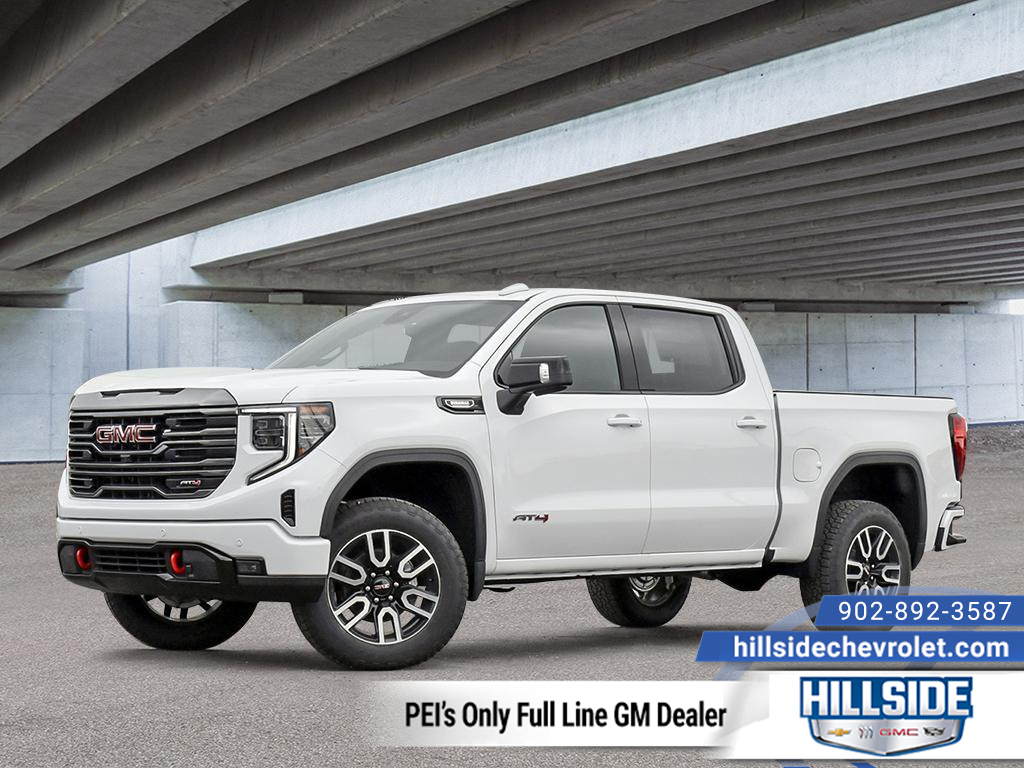 Summit White 2026 GMC Sierra 1500 AT4 Crew Cab 4WD Pickup Truck Four-Wheel Drive Automatic